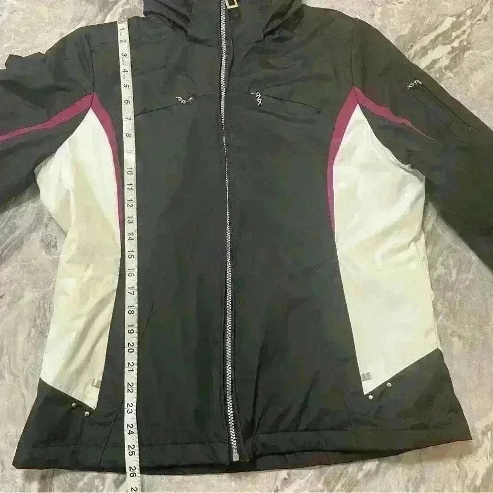 ZeroXposur Black Purple White Women's Large Hooded Jacket Double Zipper Pockets - Picture 4 of 11
